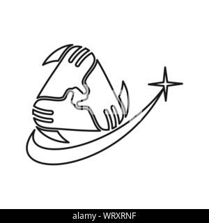 star swash hand Commitment Teamwork Together Outline Logo Stock Vector
