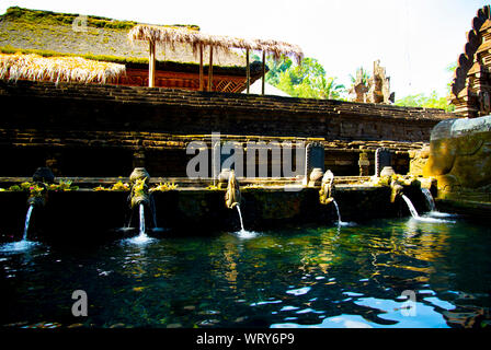 Ritual Purification Bath at Tirta Empul Temple - Bali - Indonesia Stock Photo