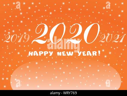 2020 Happy New Year orange background. Stock Vector