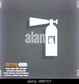 fire extinguisher icon sign. On the blue-green abstract background with shadow and space for your text. Vector Stock Vector