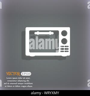 Microwave oven sign icon. Kitchen electric stove symbol. On the blue-green abstract background with shadow and space for your text. Vector Stock Vector