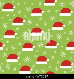 Christmas seamless pattern with Santa hats. Vector background Stock Vector