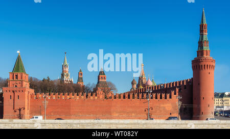 Moscow Kremlin wall with towers at the Red Square Stock Photo