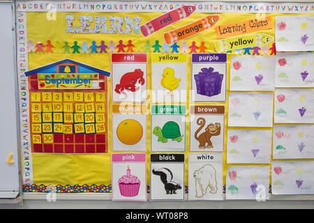 Posters in Kindergarten Classroom Stock Photo