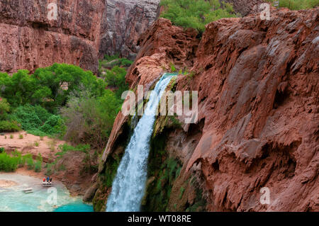 Havasu Falls - blue waterfalls in the Grand Canyon, Arizona Stock Photo