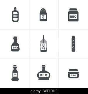 barbecue Hot chilli, chili sauce bottle buttons set Stock Vector
