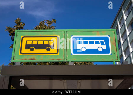 bus stop for local traffic and long distance traffic signs, Finland Stock Photo