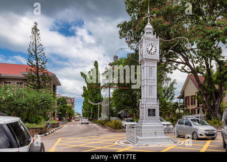 The clock tower of Victoria also known as Little Big Ben, Mahe, Seychelles Stock Photo