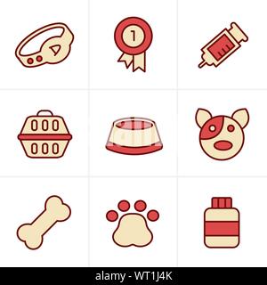 Icons Style Dog Icons Set, Vector Design Stock Vector