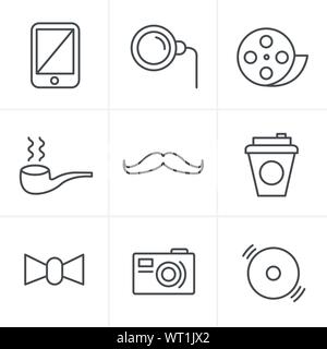 Line Icons Style Hipster retro vintage elements modern icon set. Stock Vector