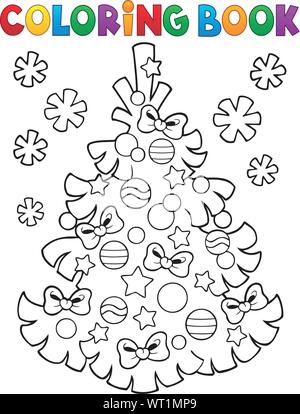 Coloring book Christmas tree topic 3 Stock Vector
