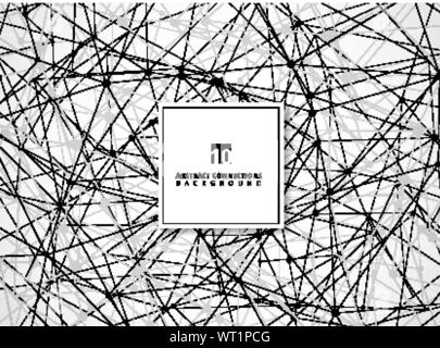 Abstract black and gray wireframe lines geometric connections with nodes on white background technology style. Vector illustration Stock Vector