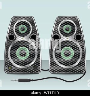 Speakers with hexagon mesh front Stock Vector