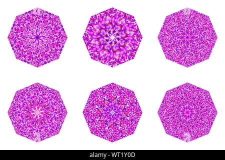 Isolated abstract tiled mosaic octagon symbol set - octagonal vector design element from geometric shapes Stock Vector