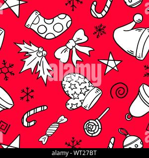 Christmas motif seamless pattern. Simple doodle repeating pattern. Vector illustration background. For print, textile, web, home decor, fashion, surfa Stock Vector