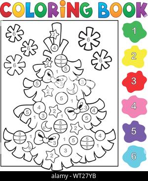 Coloring book Christmas tree topic 4 Stock Vector