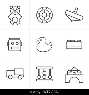 Line Icons Style  Toys Icons Stock Vector