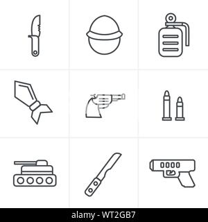 Line Icons Style  military icons Stock Vector