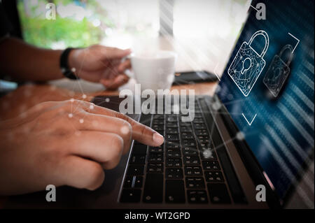CYBER SECURITY Business technology secure Firewall Antivirus Alert Protection Security and Cyber Security Firewall Stock Photo