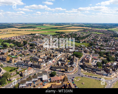 Aerial photo of the British seaside town of Hunstanton in Norfolk. Showing the beach on a bright sunny day Stock Photo