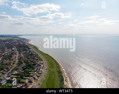 Aerial photo of the British seaside town of Hunstanton in Norfolk. Showing the beach on a bright sunny day Stock Photo