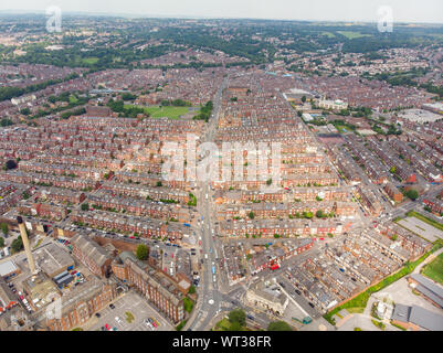 Aerial photo of the Leeds town of Harehills near the St. James's ...