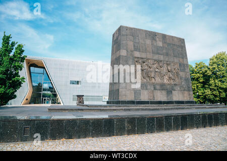 Warsaw, Poland - June 14, 2019 : POLIN Museum of the History of Polish Jews and monument Stock Photo