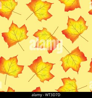 Autumn seamless pattern with maple leaves. Stock Vector