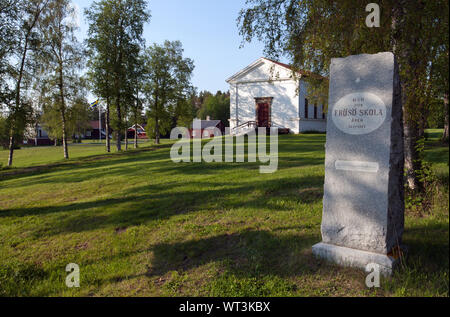 FRÖSÖN, SWEDEN ON JUNE 06, 2019. View of meadows, hills and a farm in ...