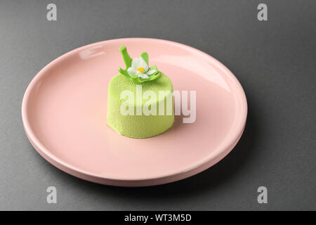 Green spring mini cake close-up, dessert Stock Photo