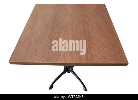 Textured surface of a wooden table isolated on white with clipping path Stock Photo