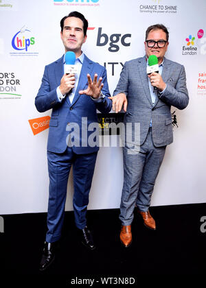 Jimmy Carr and Alan Carr (right) during the 15th BGC annual charity day
