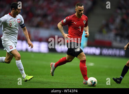 Warsaw, Poland, September 9, 2019: EURO 2020 qualifing round, group stage, Poland draws 0:0 with Austrial on PGE Narodowy. Marko Arnautovic (Austria) Stock Photo