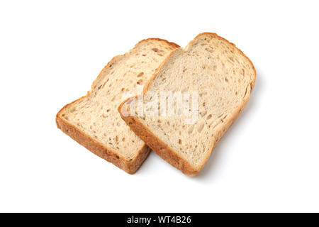 toasted slices of Bread with walnuts closeup isolated on white background Stock Photo