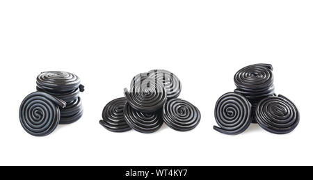 licorice wheels isolated on white Stock Photo