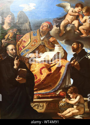Saint Gregory the Great with Jesuit Saints by Italian painter Guercino at the National Gallery, London, UK Stock Photo