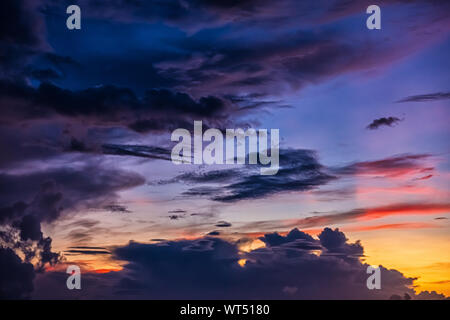 Beautiful evening sky with clouds, sunset, abstract blurred background. Stock Photo