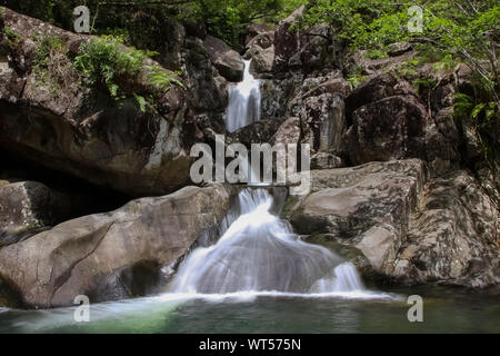 Small waterfalls Little Crystal Creek, Paluma Range National Park, Queensland, Australia Stock Photo