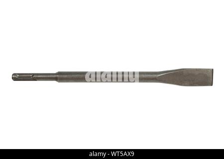 Big steel chisel for hammer drill isolated on white background Stock Photo