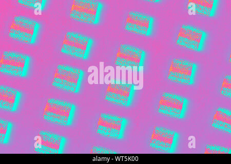 Colorful candies pattern on a blue background. Top view. Stock Photo