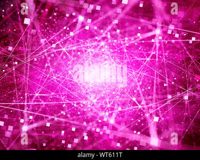 Purple glowing connections in space with particles, big data, computer generated abstract background Stock Photo