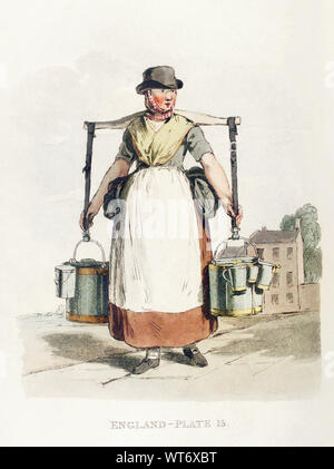 Milk-maid. Picturesque representations of the dress and manne