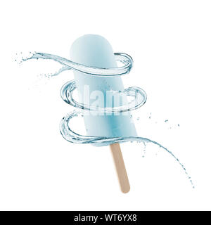 ice lolly with water splash around it, isolated on white Stock Photo