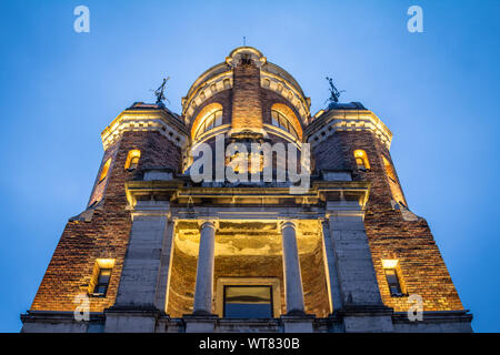 Gardos Tower seen at night in Zemun, Belgrade, Serbia. Also called Kula sibinjanin janka, it is one of the main landmarks of the suburb of Belgrade ca Stock Photo