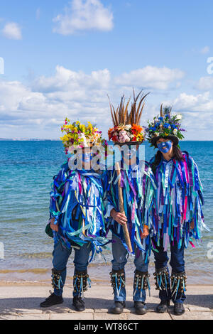 Morris dancers, members of Exmoor Border Morris, morris dancer at Swanage Folk Festival, Swanage, Dorset UK in September Stock Photo