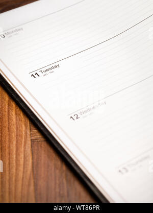 Blank diary page, focus on a single day, close up Stock Photo
