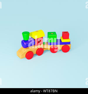 Childrens wooden toys, a wooden steam train toy Stock Photo