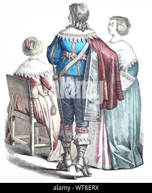 National costume, clothes, history of the costumes, French noblemen, approx. in 1630-1600, Volkstracht, Kleidung, Geschichte der Kostüme, Französische Edelleute, ca 1630-1600 Stock Photo