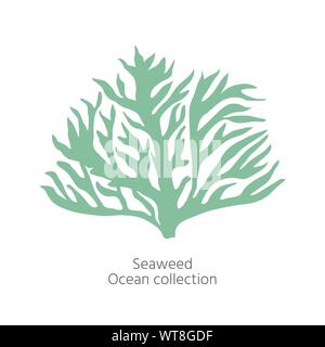 Logo of underwater seaplants and seaweed,  marine plant isolated  for fabric, textile, wallpaper, nursery decor, prints, childish background. Vector b Stock Vector