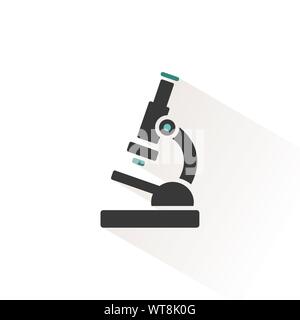 Microscope. Flat color icon with beige shade. Pharmacy and science vector illustration Stock Vector